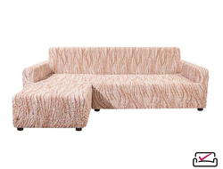 Чехол на угловой диван с левым выступом Виста Элегант Крем. АнтиКошка.Хлопок. ИТАЛИЯ Бренд Еврочехол