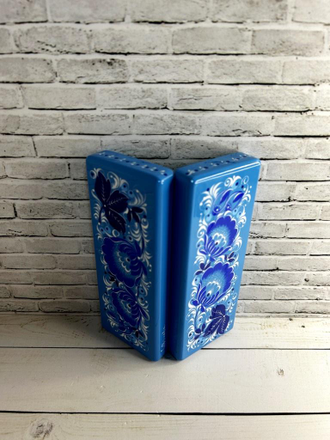 Футляр для очков Цветы голубая 165*70 мм очечник с росписью Хохлома