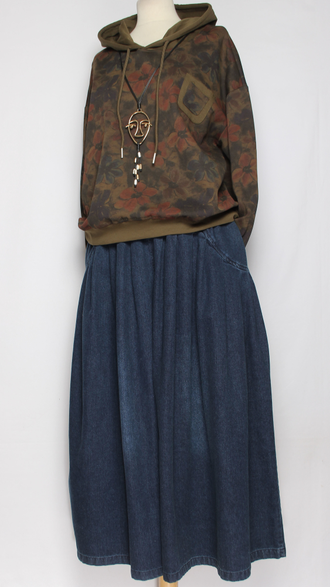 ЮБКА-БРЮКИ  джинсовая "Кокетка широкая " синяя р.46-54