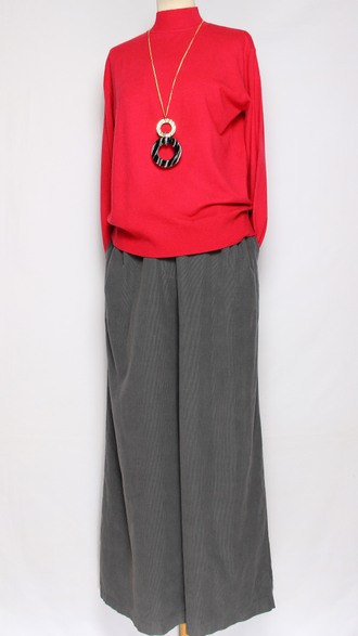 Брюки вельветовые"Палаццо защипы пояс" хаки, бежевый, графит, чёрный до 54