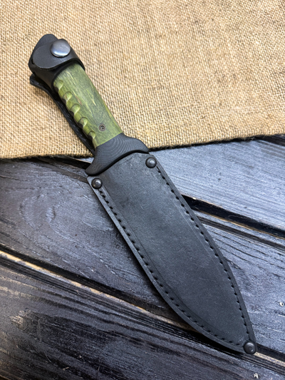 Подарочный нож 6Х9С сталь VG-10, рукоять комбинированная G10 и стабилизированное дерево зеленое
