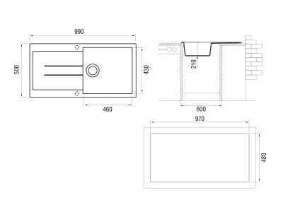 Мойка LONGRAN Amanda AMG990.500