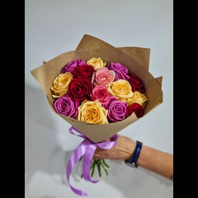 Роза Россия 40 см 15 шт микс