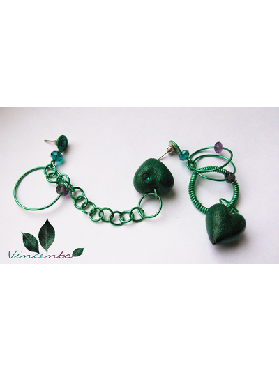 Самые зелёные серьги &quot;Волшебник Изумрудного Города&quot; с хрустальными бусинами и стразами &quot;Сваровски&quot;