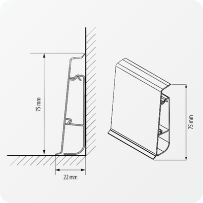 Плинтус Cezar  HI-LINE PRESTIGE 089Р Белый глянцевый
