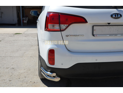Защита заднего бампера уголки двойные d60/42 для Kia Sorento (2013-2020)