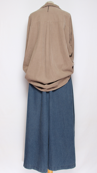 Рубашка Бохо "Вельвет защипы сбоку" бежевая