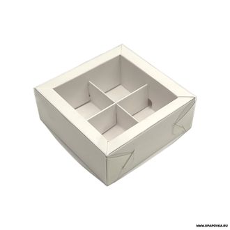 Коробка для конфет 4 шт Крышка/дно с пластиковой крышкой Белый