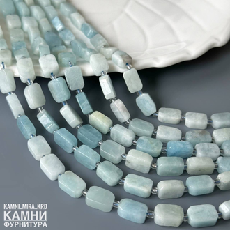 "Аквамарин" голубой берилл крупные прямоугольники плоские округлые 5х7-12 мм, цена за нить 20 см