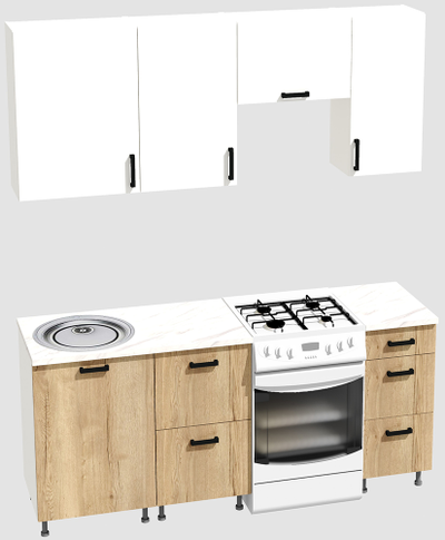 Кухня эконом 1,5 метра (600х500х400) Цвет: Белый/Дуб Вотан
