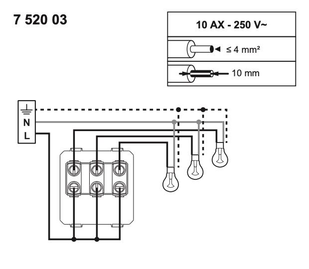 Схема подключения выключателя Legrand 752003