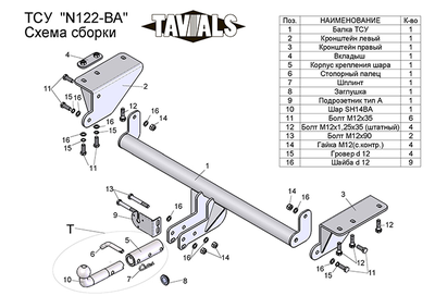 ТСУ для NISSAN X-TRAIL 3 (T32) 2014 - ... (С БЫСТРОСЪЕМНЫМ ШАРОМ)