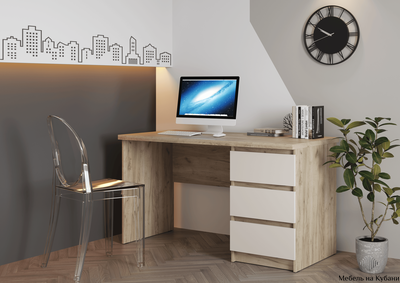 Бостон стол письменный Дуб Крафт серый/Кашемир