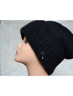 Вязаная шапка с отворотом  Vizio Италия 5967 CR черная