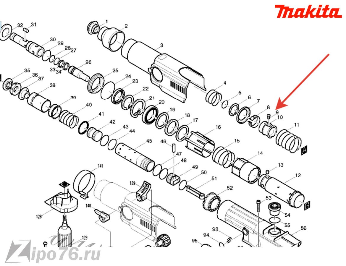 Шпилька МАКИТА фиксатор зажима бура SDS-max HR5001C HR1202C