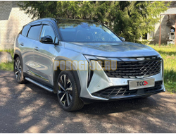 Пороги алюминиевые с пластиковой накладкой (карбон серые) 1820 мм ТСС для Geely Atlas 2023-