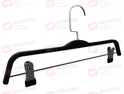 AM212 Вешалка-плечики для брюк и юбок, пластик с покрытием soft-touch цвет: черный L= 380 мм