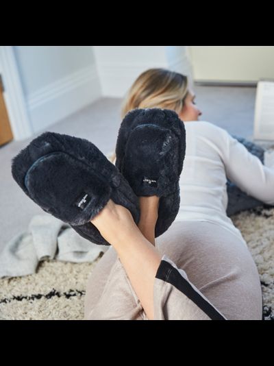Тапочки-грелки для ног Luxury (угольные)