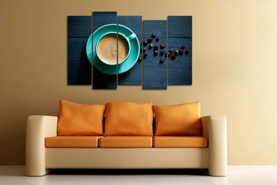 Модульная картина "Бирюзовая чашечка кофе"