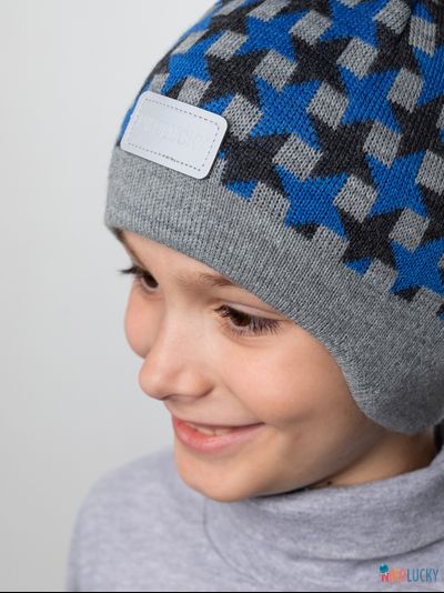 Шапка  21201-07, цвет серый,ярко-синий р. 54-56
