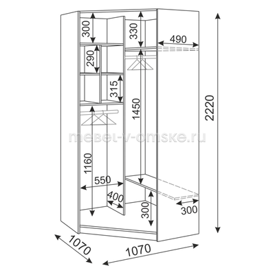Шкаф угловой с зеркалами Тиффани-3 М35