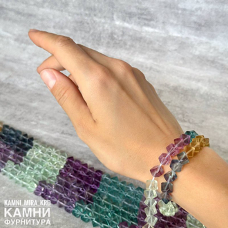 Флюорит гладкий куб 6/8 мм, цена за нить 20 см