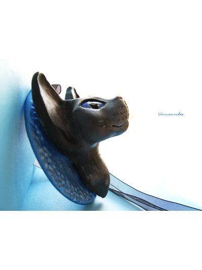 Лунный котик. Необычная подвеска с кошкой из полимерной глины