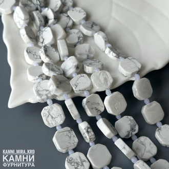 Магнезит плоские округлые прямоугольники 14-16 мм, цена за нить 19 см