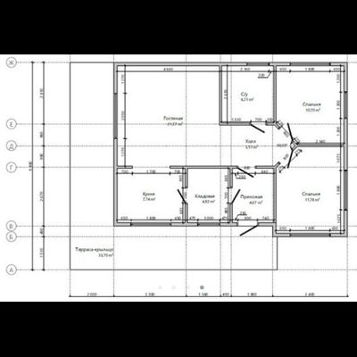 Одноэтажный каркасный дом с двумя спальнями 95м² (SK82)