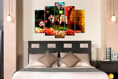 Модульная картина "Вино и виноград"