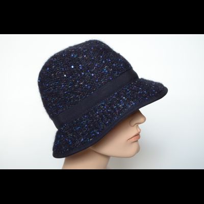 Фетровая шляпа с вязаной отделкой и пайетками Vizio Италия 6926 PL синяя