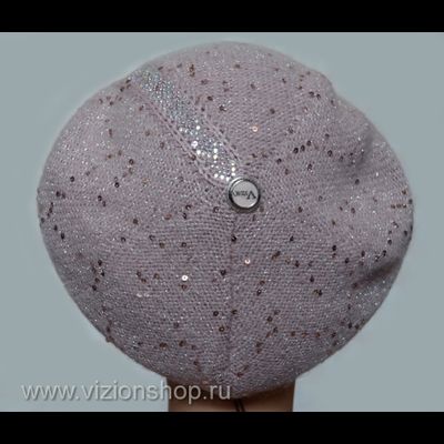 Розовый берет вязаный женский Vizio Визио Италия 6160