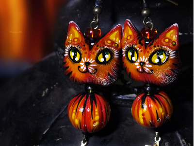 "Хранители рощи Первоосени", серьги с лисичками, тыквами и звёздами