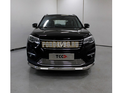 Защита передняя нижняя (овальная с ДХО) 75х42 мм ТСС для Changan CS75 FL 2020-