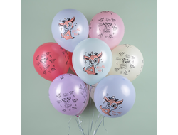 Шар (12''/30 см) Олененок в цветах, Ассорти, макарунс