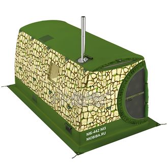 Отапливаемая двухслойная жилая палатка-баня Мобиба МБ-442  печь Медиана 6 + парафон 3