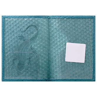 Обложка для паспорта натуральная кожа плетенка, с ящерицей, бирюзовая, STAFF "Profit", 237202