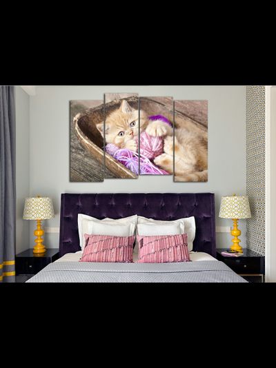 Модульная картина "Котенок с клубочком"