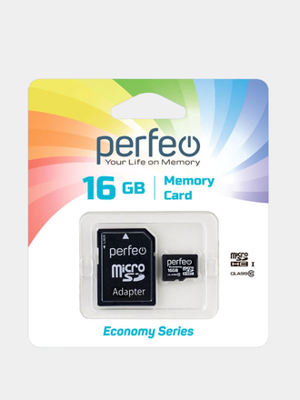 Карта памяти Perfeo microSD 16GB High-Capacity (Class 10) economy series