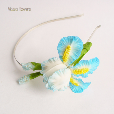 Комплект украшений с голубыми ирисами "Море грез"