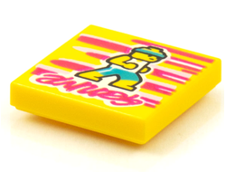 Tile 2 x 2 with Groove with BeatBit Album Cover - Runner on Magenta and Bright Pink Stripes Background Pattern, Yellow (3068bpb1588)