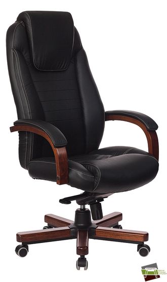 Кресло руководителя Бюрократ T-9923WALNUT черная кожа крестовина металл/дерево