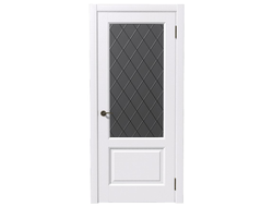 Дверь межкомнатная - Лира ПО/Ромб графит, Ясень белый