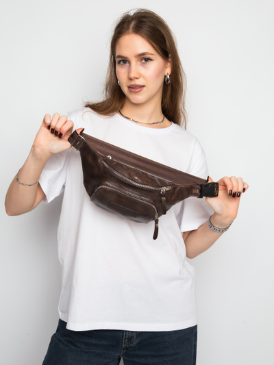 Кожаная поясная сумка Scarlino brown (арт. 7018-04)