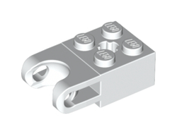 Technic, Brick Modified 2 x 2 with Ball Socket and Axle Hole - Straight Forks with Round Ends and Open Sides, White (92013 / 4619762 / 6021315)