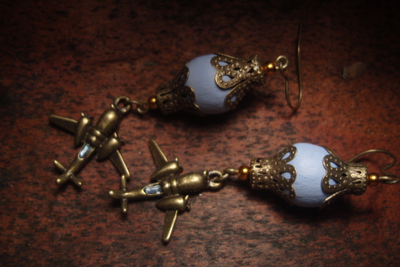 Благотворительность. Бронзово-голубые серьги "Мечта и небо"