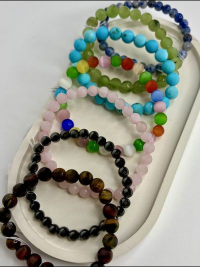 Браслет шарик, разные камни