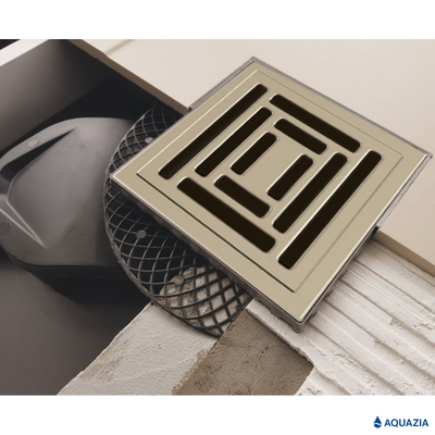 Трап водосток PLATZ Uno 150х150 Боковой выпуск (Матовый хром)