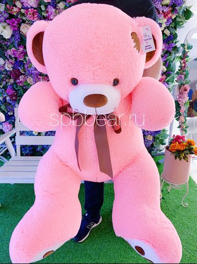 Большой плюшевый мишка 150 см розовый Тони