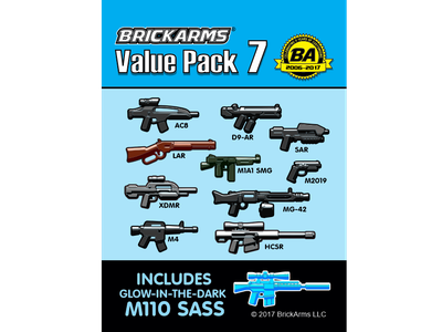 BrickArms - Value Pack 7 + автомат M110 светящийся в темноте